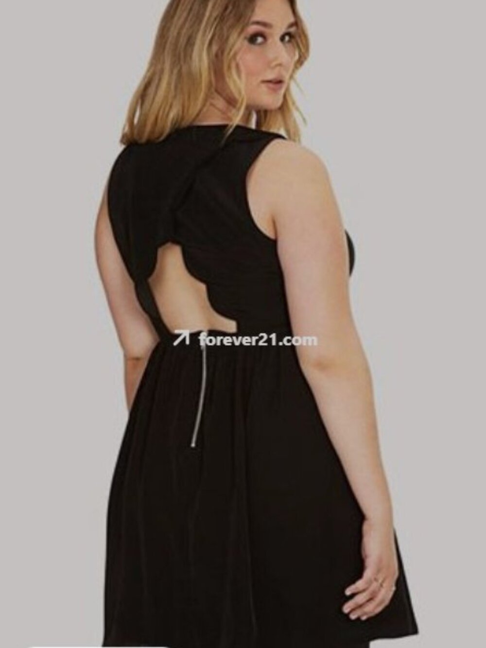 Forever 21 Plus Size Black Fancy Cutout Scalloped Back Dress 0X